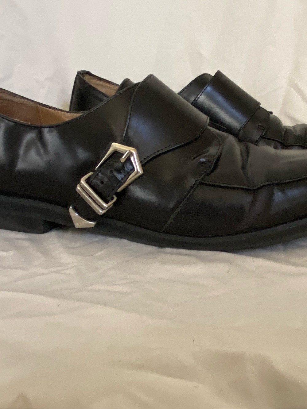 Zara Woman Leather Moto Strap Loafers - Black Motorcycle Buckle Flats Spain 41